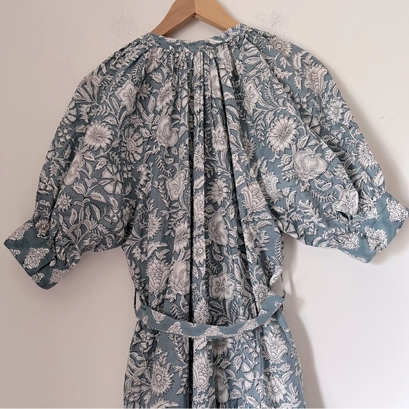 Marea The House Dress Blue Modern Floral Cotton Midi Prairie Cottagecore Summer - Picture 12 of 16